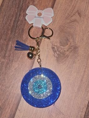 Rhinestone Evil Eye Keychain with Tassel Nwt